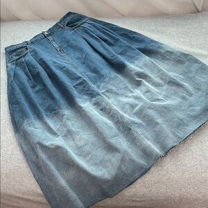 Boho Maxi Denim Skirt 2XL Country Western Ombre Cottage Long Modest